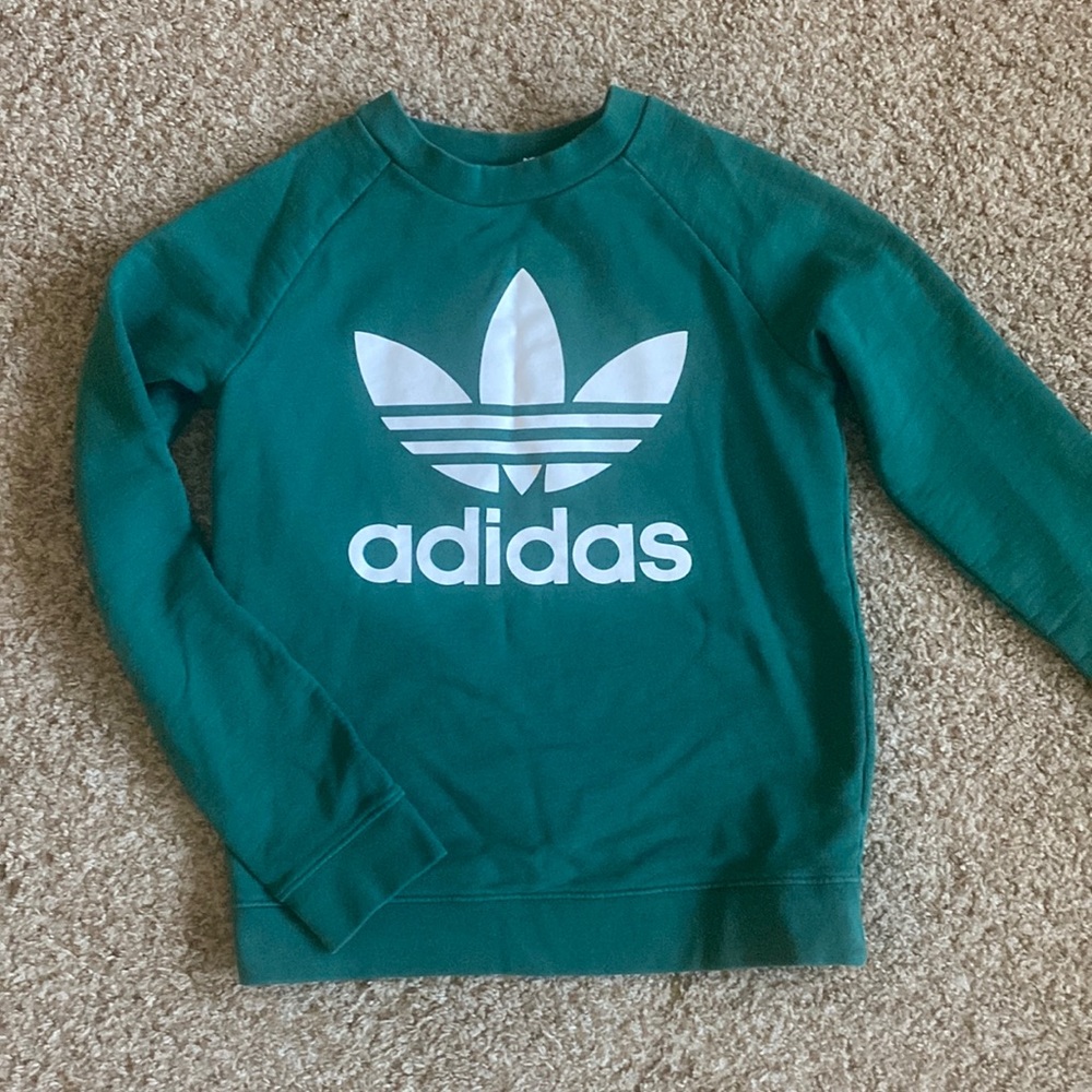 Adidas dark green cropped crewneck sweatshirt Sz XS